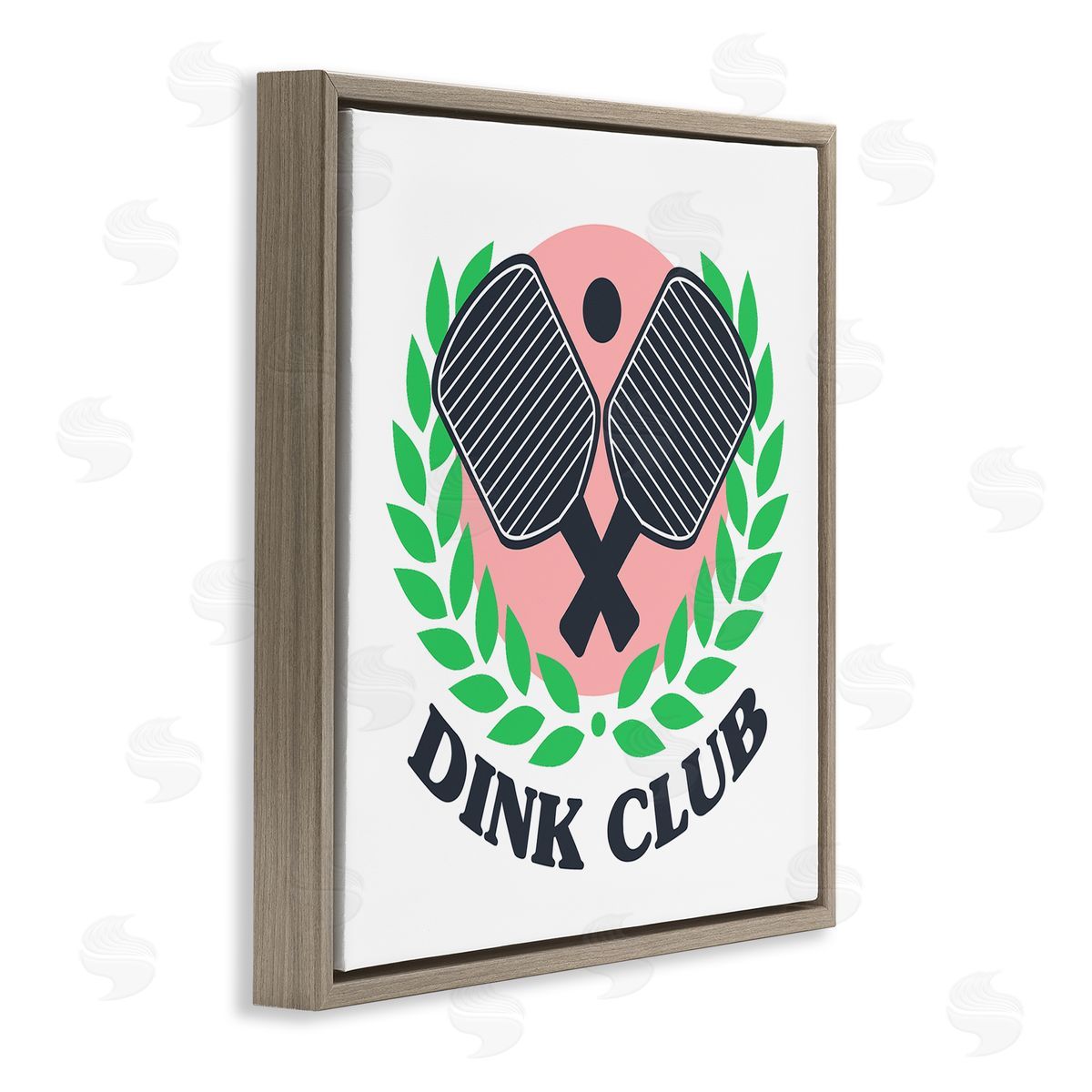 Stupell Studio Dink Club Table Tennis Laurel Brown Floating Frame Canvas Wall Art Print