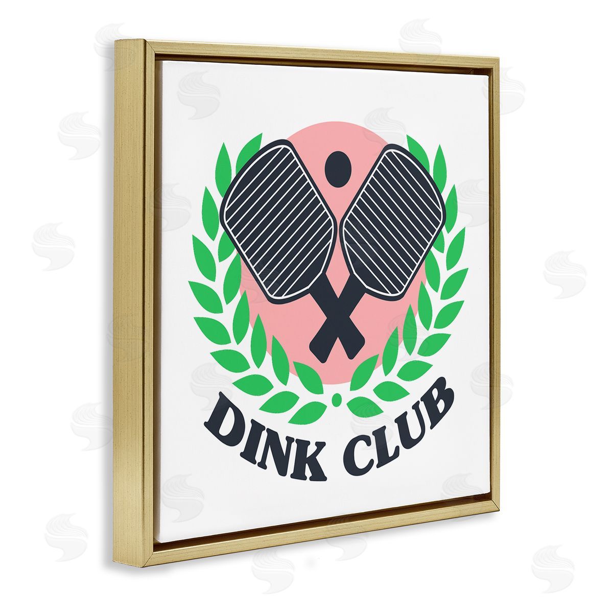 Stupell Studio Dink Club Table Tennis Laurel Gold Floating Frame Canvas Wall Art Print