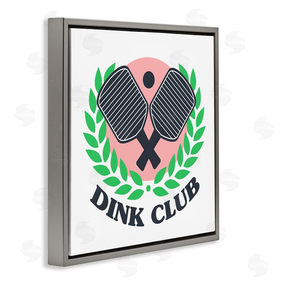 Stupell Studio Dink Club Table Tennis Laurel Gray Floating Frame Canvas Wall Art Print