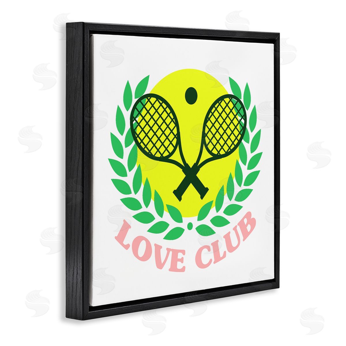 Stupell Studio Love Club Tennis Rackets Sports Black Floating Frame Canvas Wall Art Print