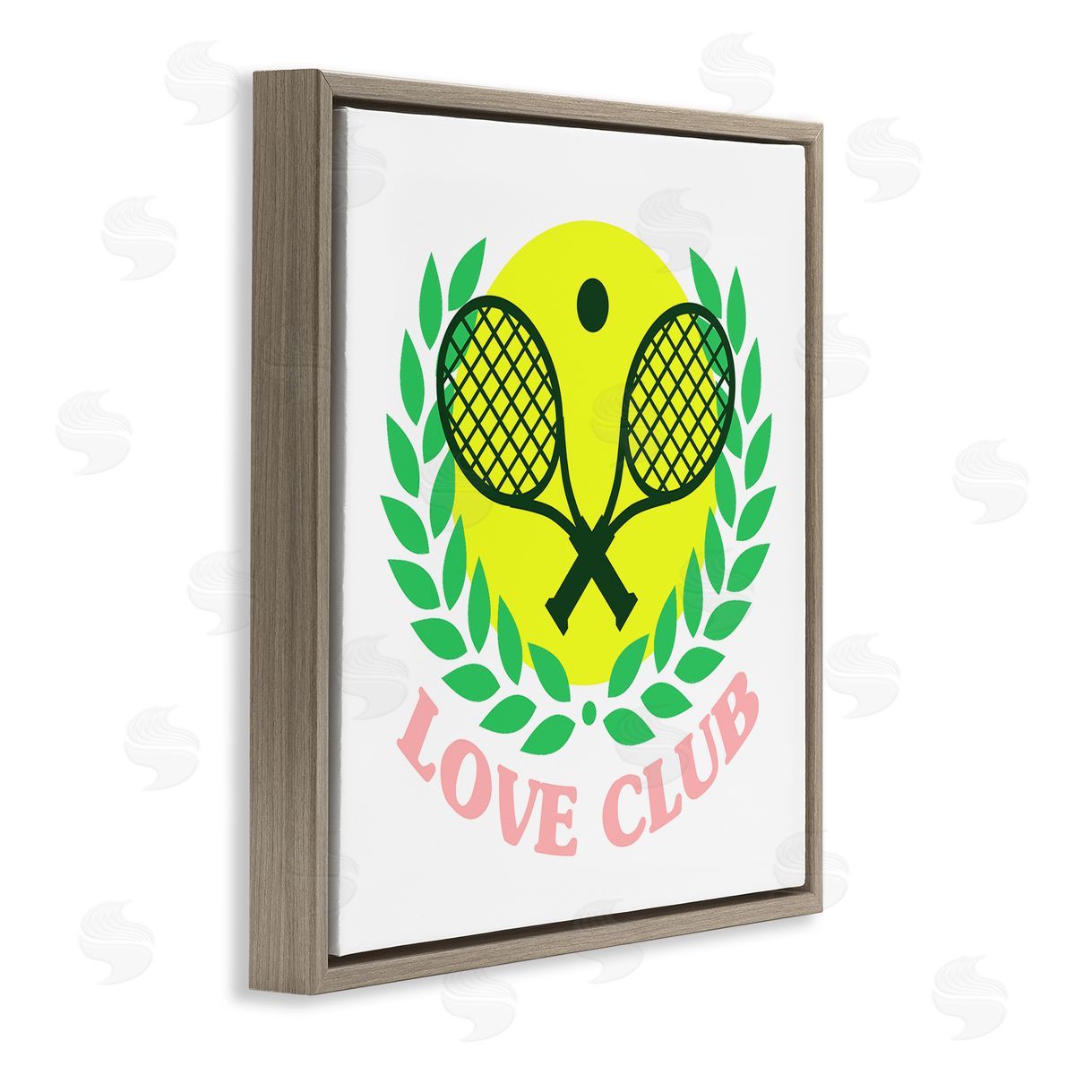 Stupell Studio Love Club Tennis Rackets Sports Brown Floating Frame Canvas Wall Art Print