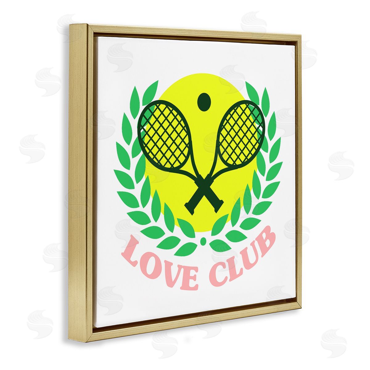 Stupell Studio Love Club Tennis Rackets Sports Gold Floating Frame Canvas Wall Art Print