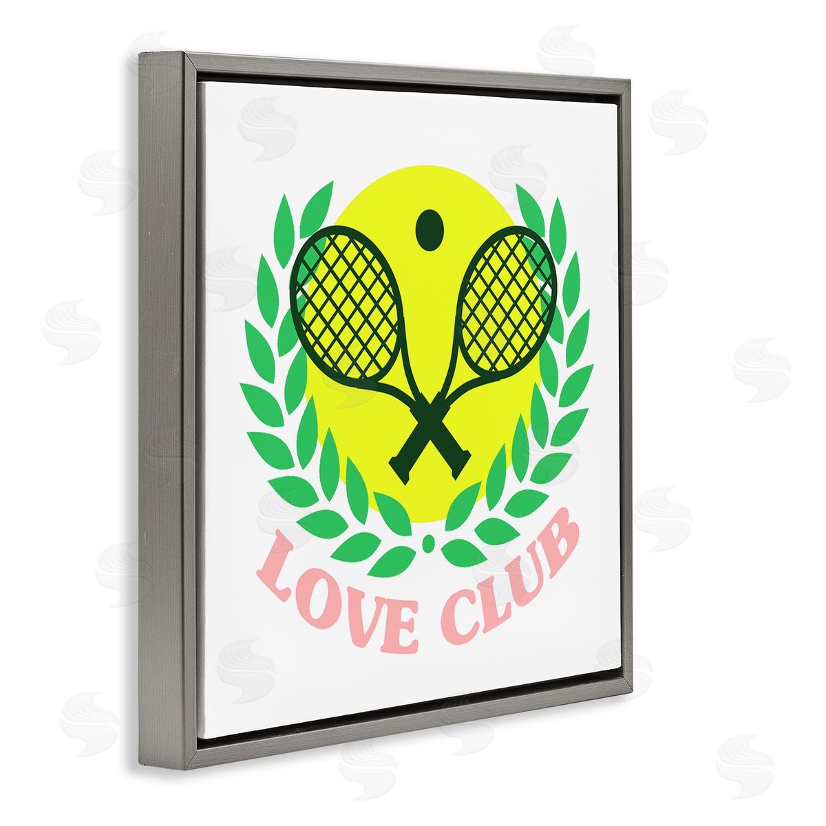 Stupell Studio Love Club Tennis Rackets Sports Gray Floating Frame Canvas Wall Art Print