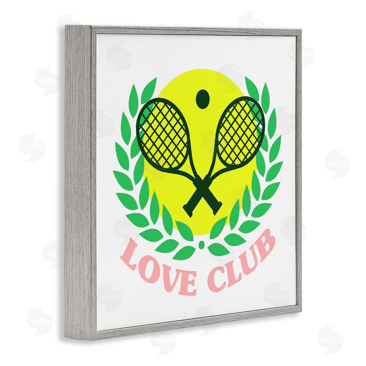 Stupell Studio Love Club Tennis Rackets Sports Gray Framed Glicee Wall Art Print