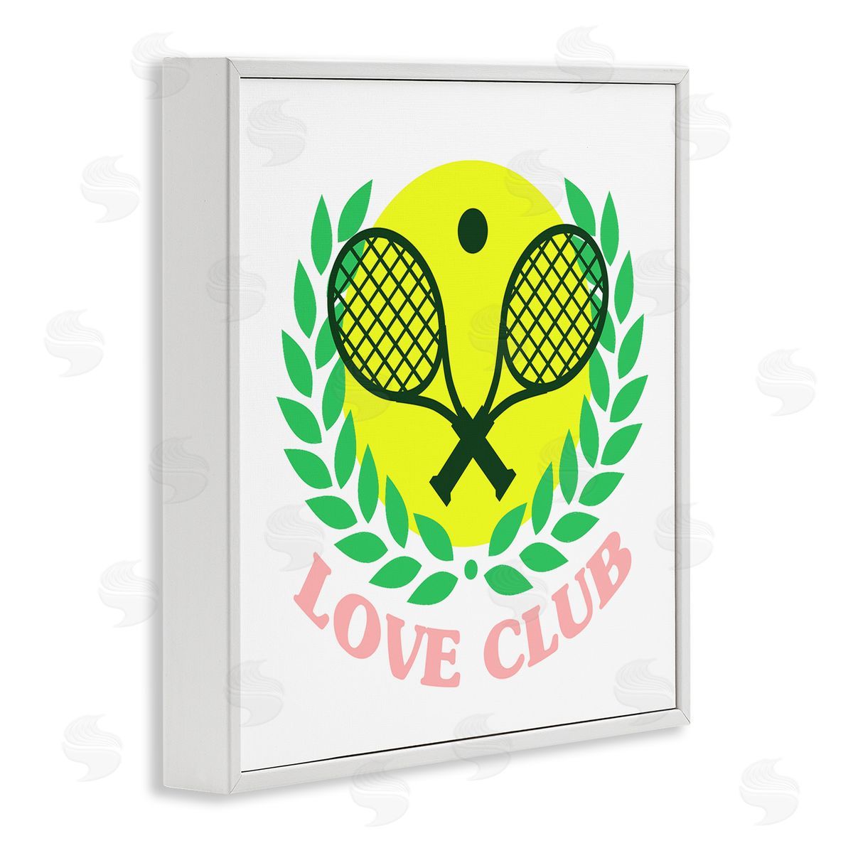 Stupell Studio Love Club Tennis Rackets Sports White Framed Glicee Wall Art Print