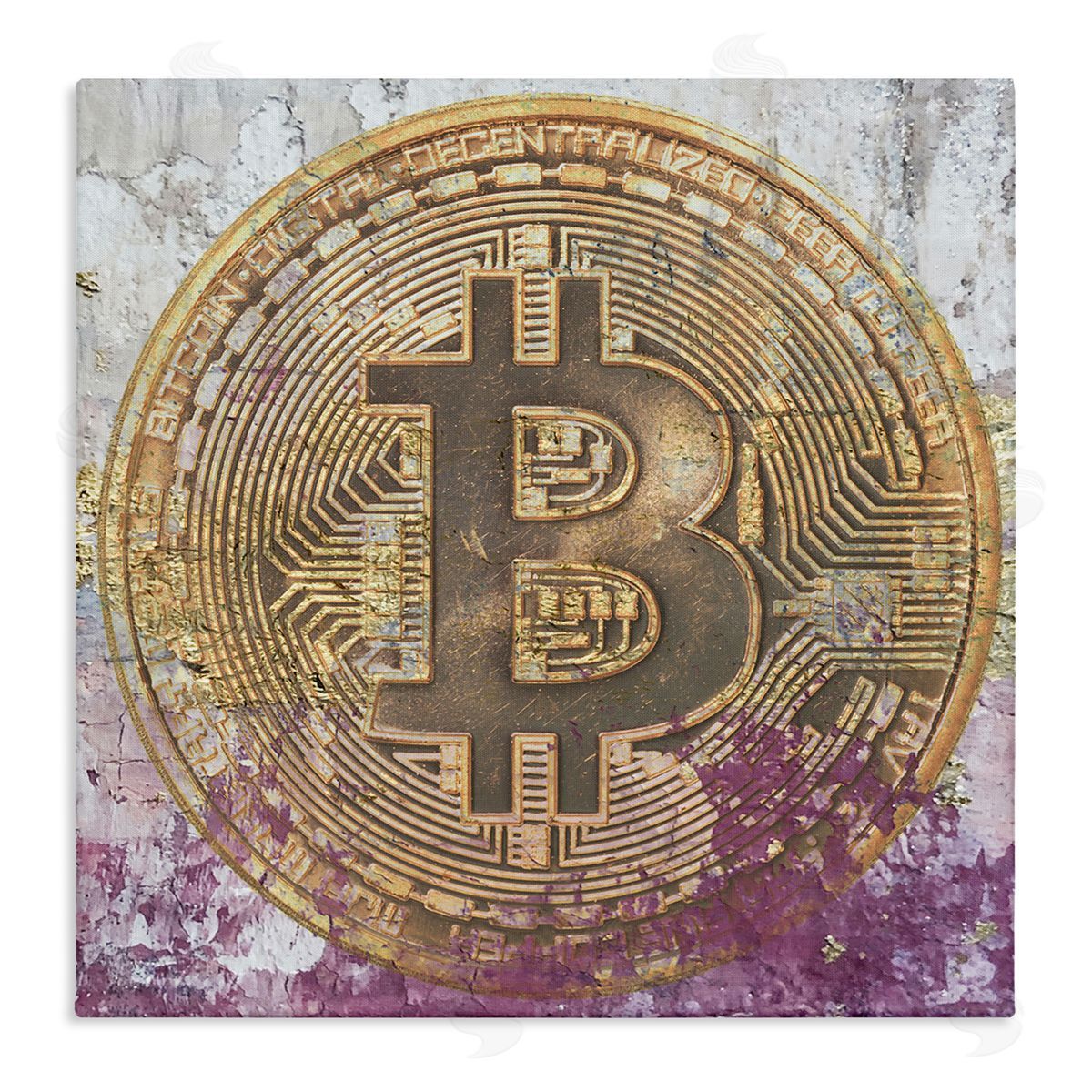 Irena Orlov Abstract Bitcoin Logo Collage Stretched Canvas Wall Art Print