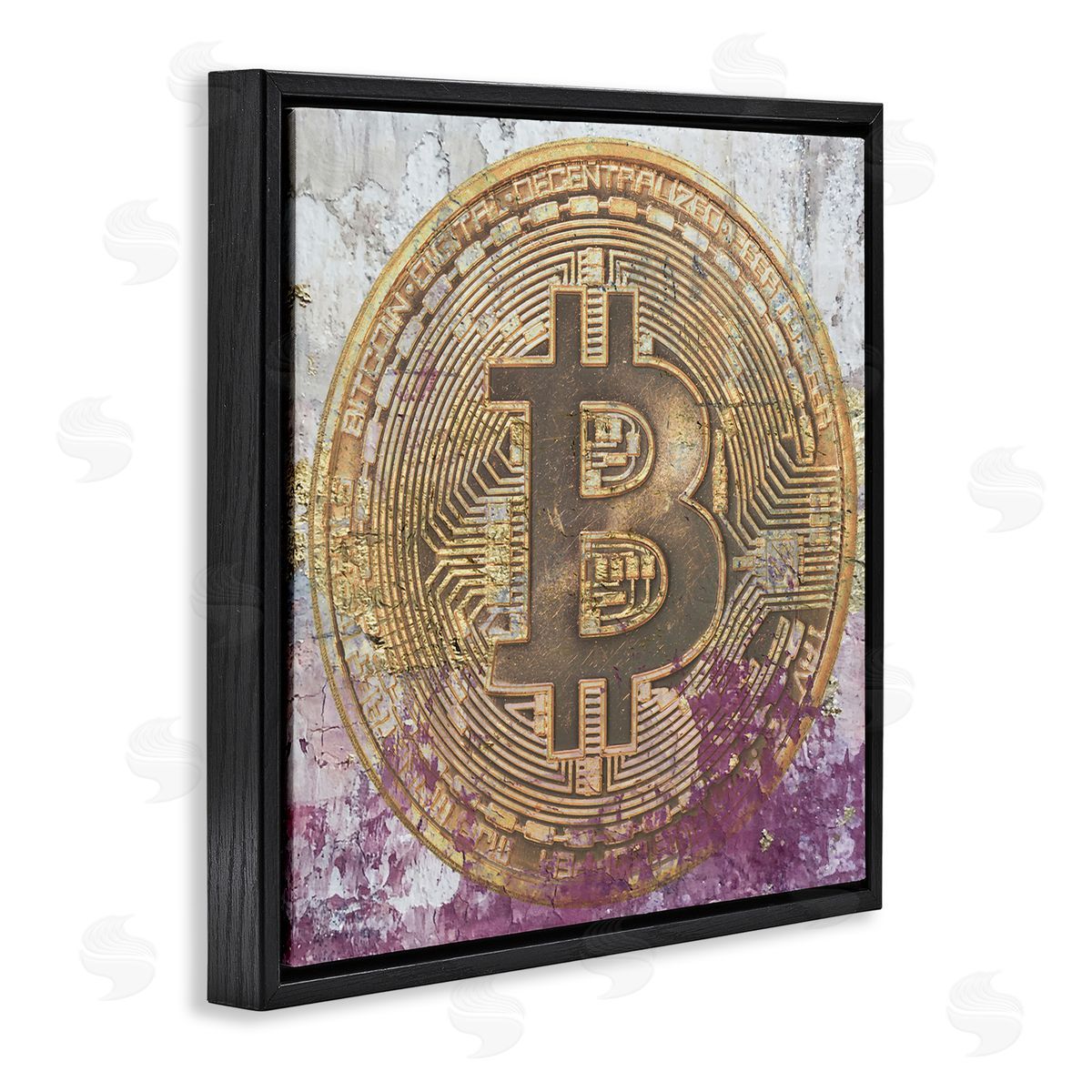 Irena Orlov Abstract Bitcoin Logo Collage Black Floating Frame Canvas Wall Art Print