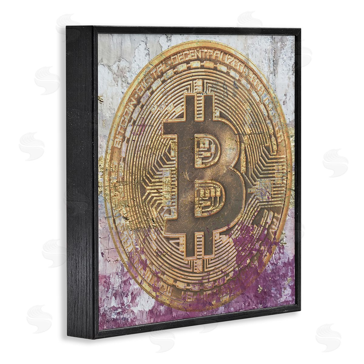Irena Orlov Abstract Bitcoin Logo Collage Black Framed Glicee Wall Art Print
