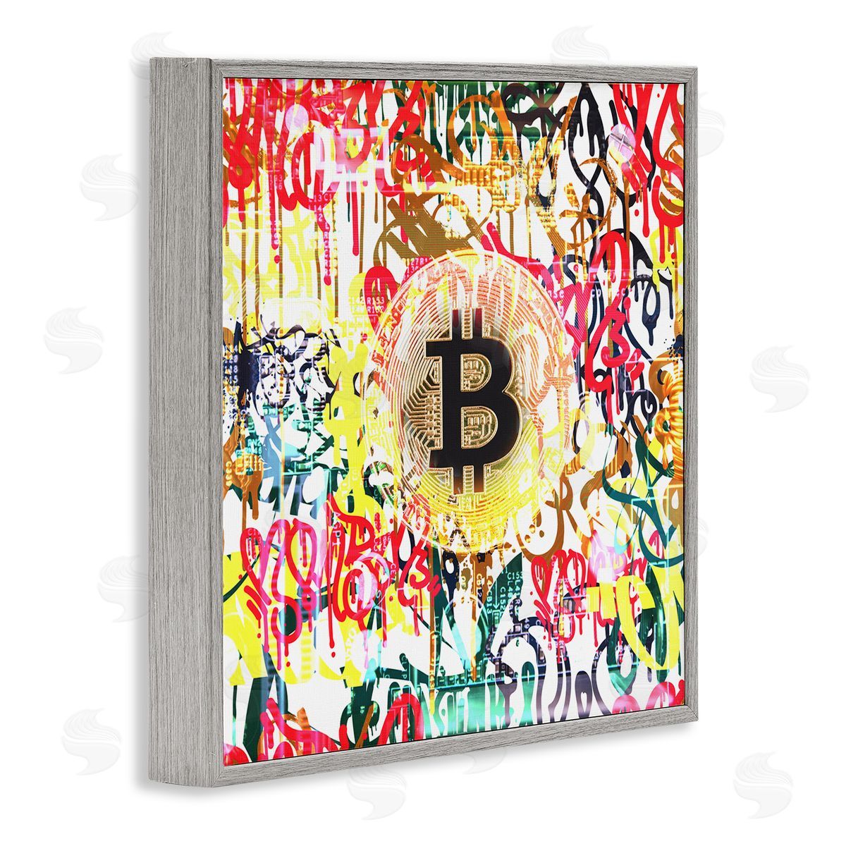 Irena Orlov Urban Graffiti Bitcoin Symbol Gray Framed Glicee Wall Art Print