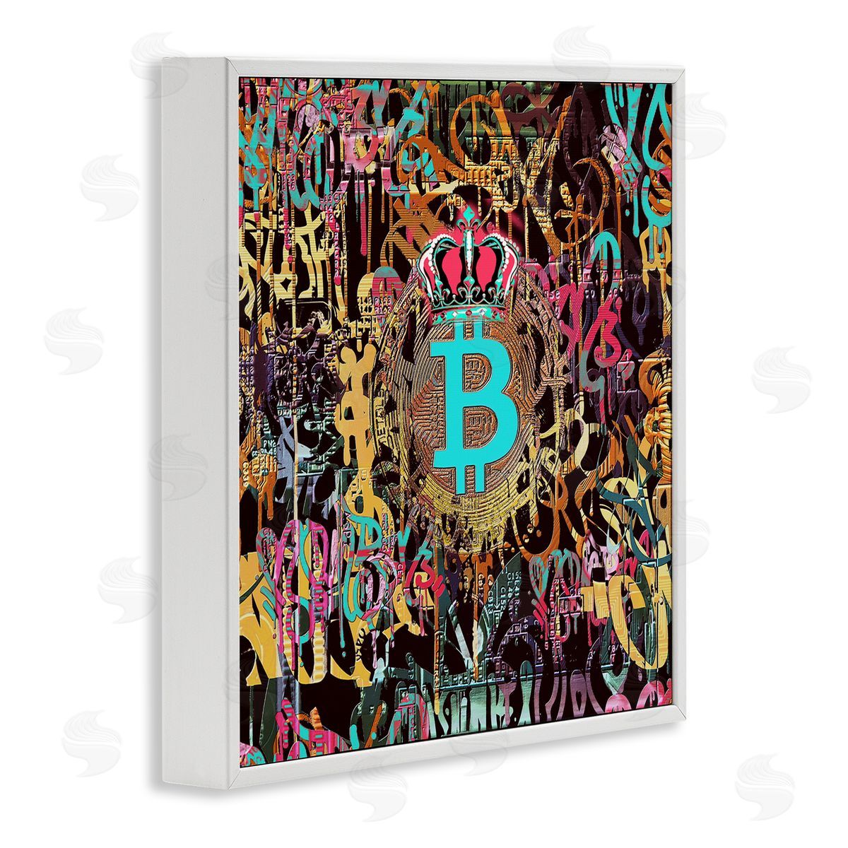 Irena Orlov Graffiti Street Style Bitcoin Symbol White Framed Glicee Wall Art Print