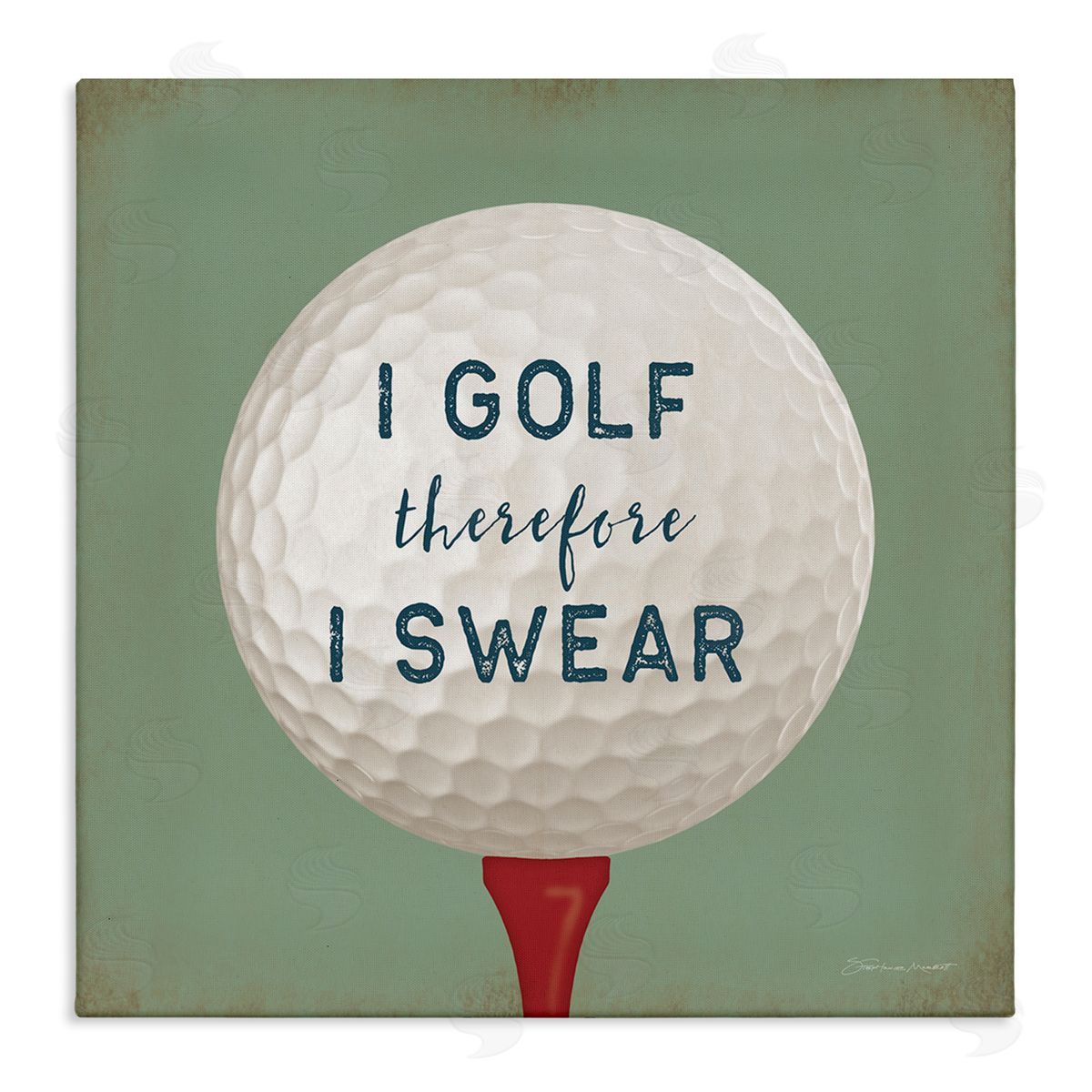 Stephanie Workman Marrott Golf Therefore I Swear Funny Sports Stretched Canvas Wall Art Print