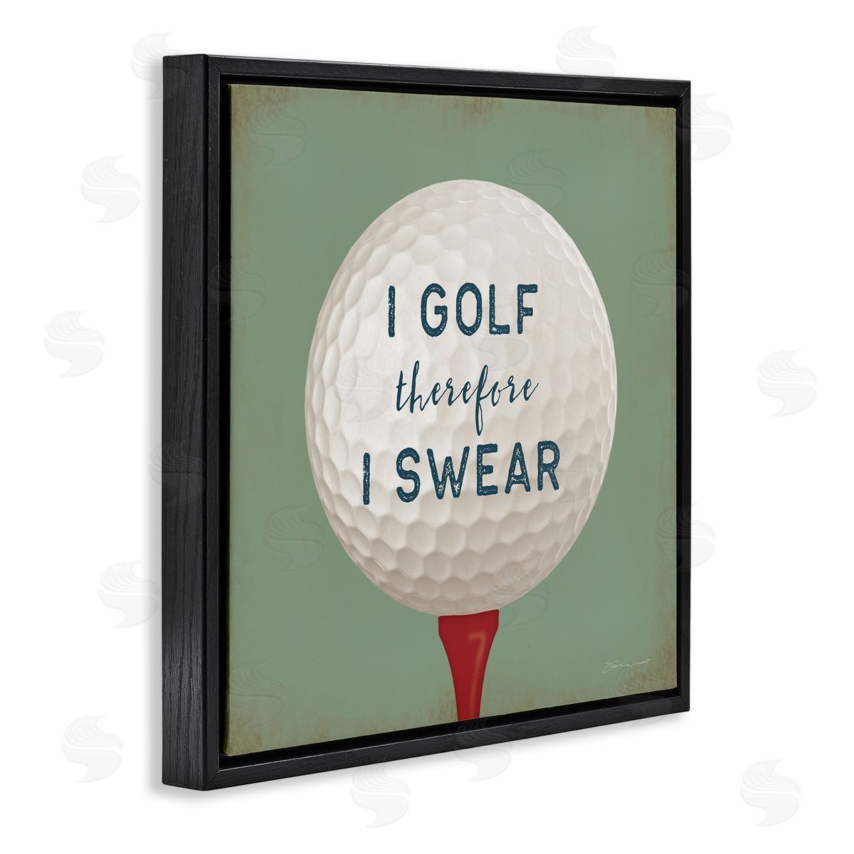 Stephanie Workman Marrott Golf Therefore I Swear Funny Sports Black Floating Frame Canvas Wall Art Print