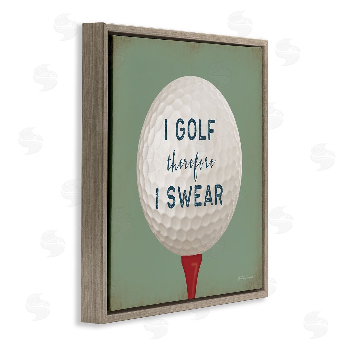 Stephanie Workman Marrott Golf Therefore I Swear Funny Sports Brown Floating Frame Canvas Wall Art Print