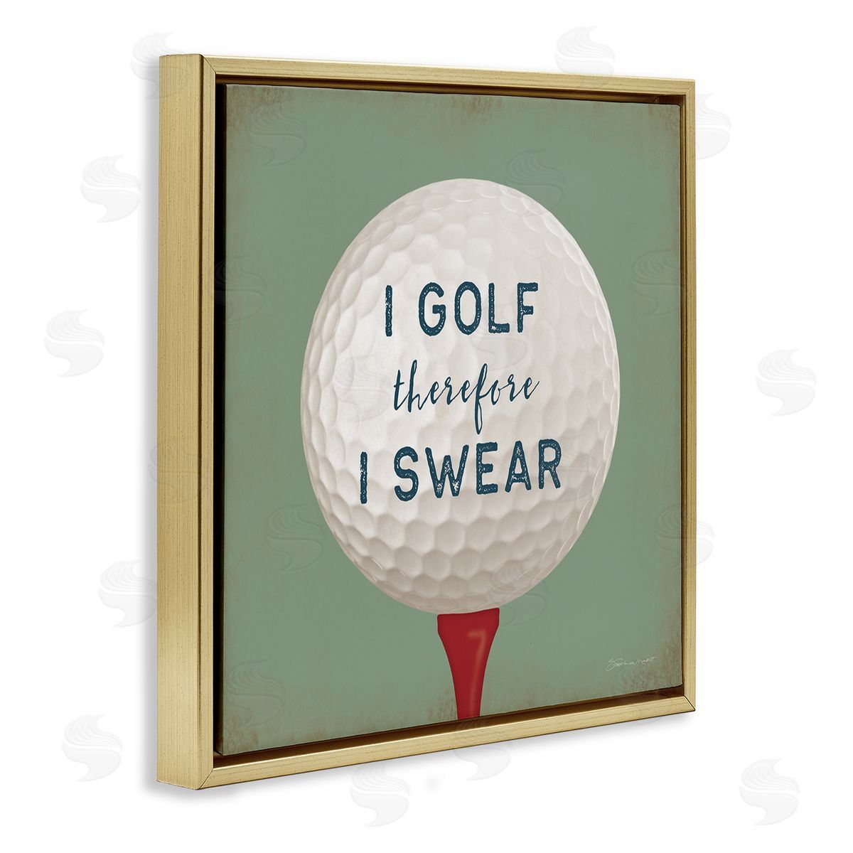Stephanie Workman Marrott Golf Therefore I Swear Funny Sports Gold Floating Frame Canvas Wall Art Print