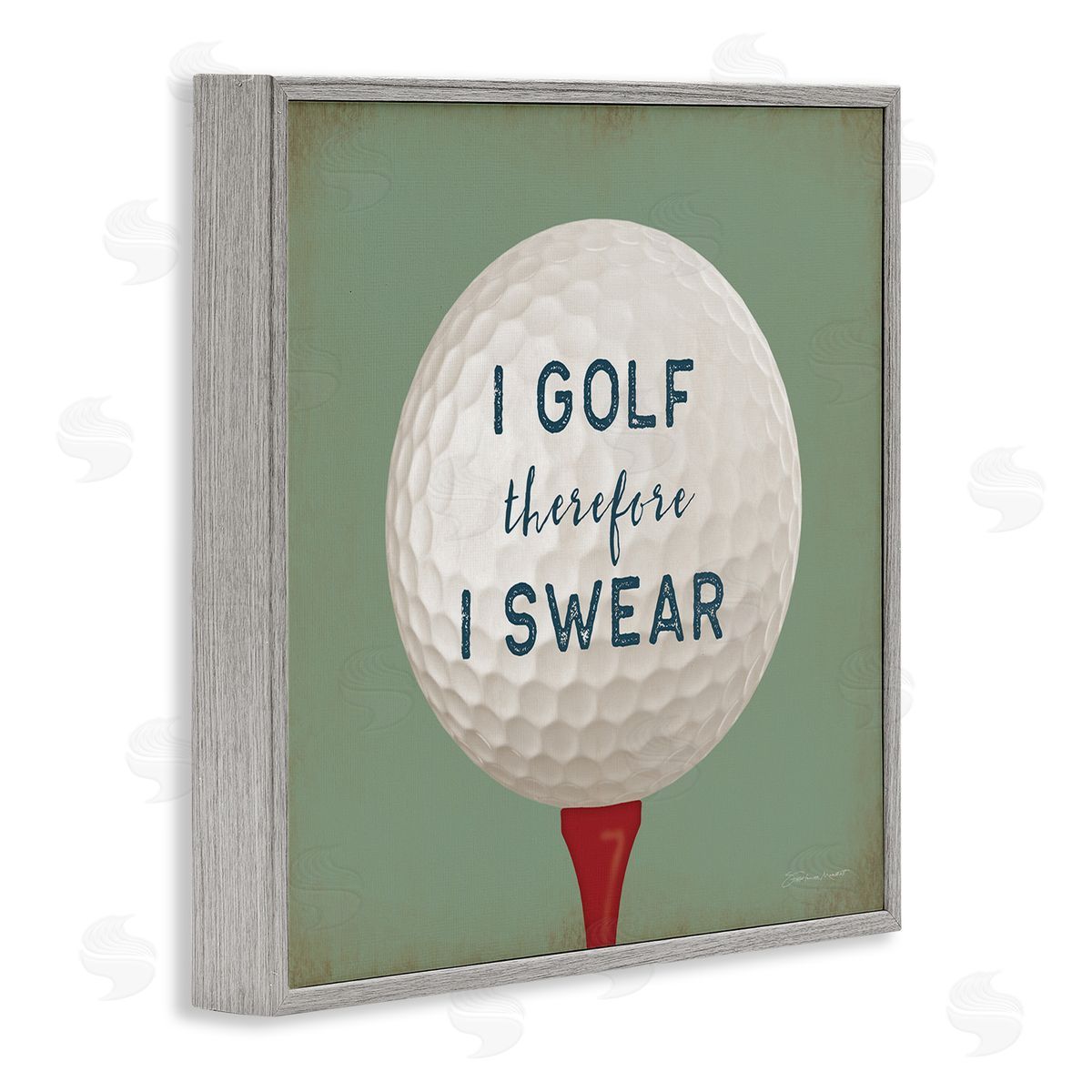Stephanie Workman Marrott Golf Therefore I Swear Funny Sports Gray Framed Glicee Wall Art Print