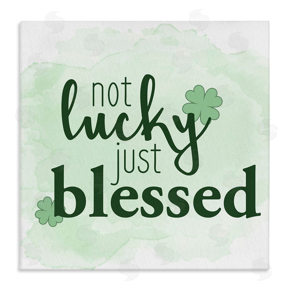 Just Blessed Green Shamrocks Canvas Wall Art, Home Decor by Kim Allen