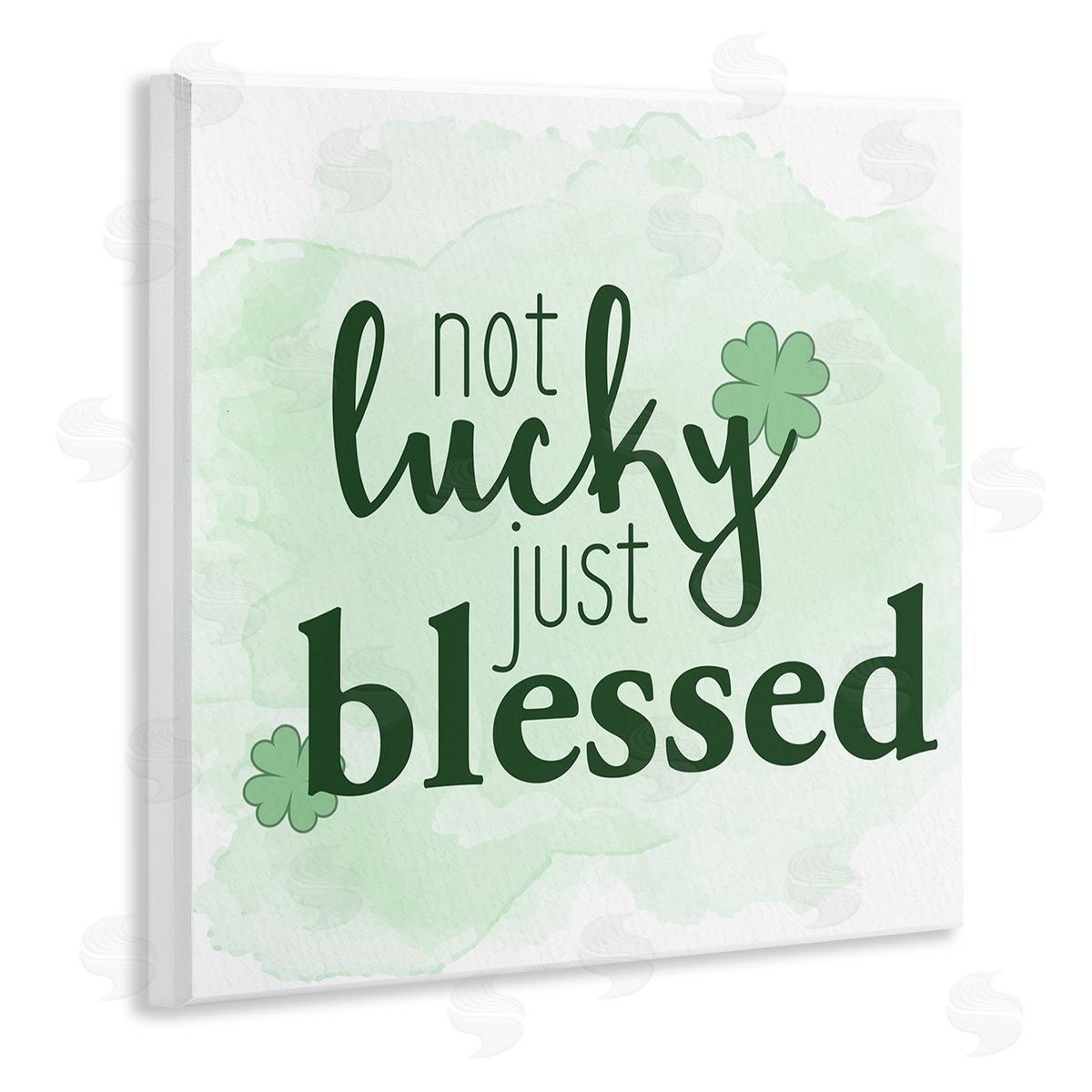 Just Blessed Green Shamrocks Wood Plaque Wall Art, Home Decor by Kim Allen