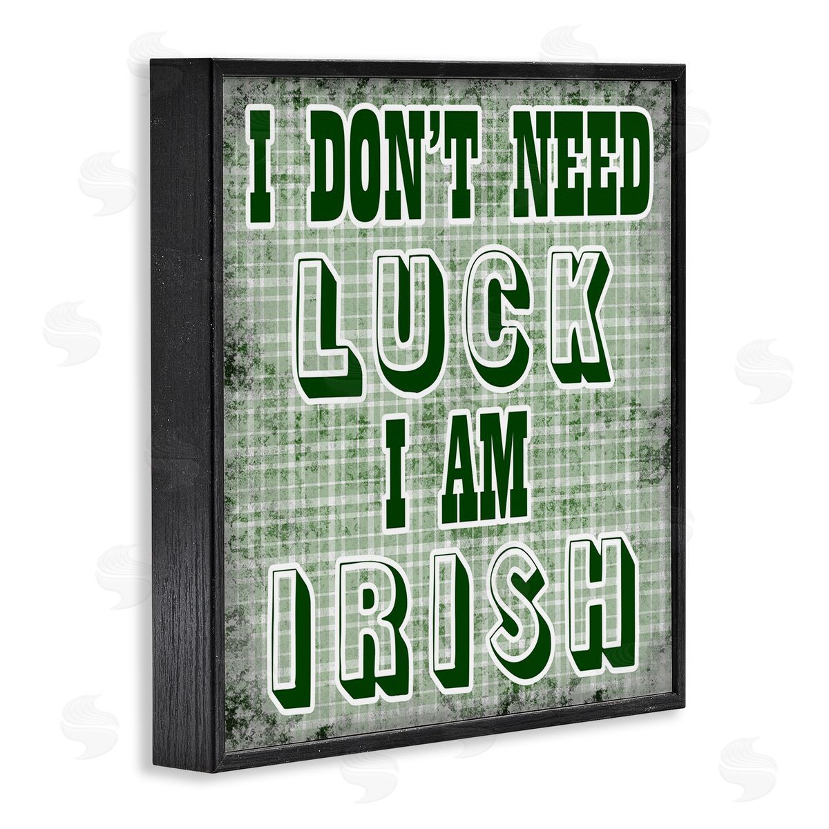 Sheldon Lewis Don't Need Luck I'm Irish Funny Plaid Black Framed Glicee Wall Art Print