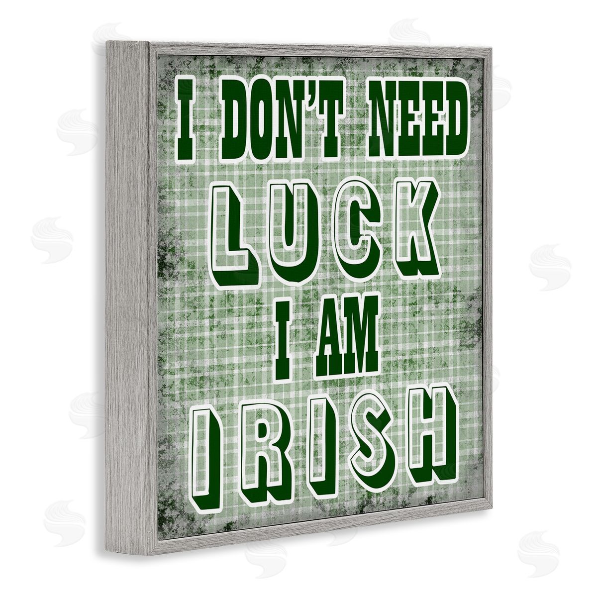 Sheldon Lewis Don't Need Luck I'm Irish Funny Plaid Gray Framed Glicee Wall Art Print