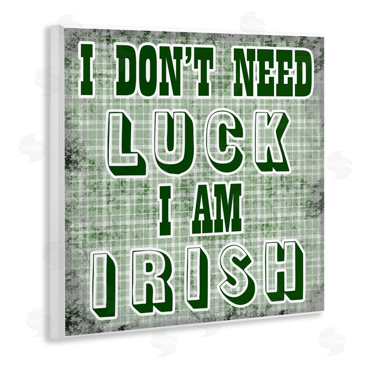 Sheldon Lewis Don't Need Luck I'm Irish Funny Plaid Wooden Wall Plaque Art Print