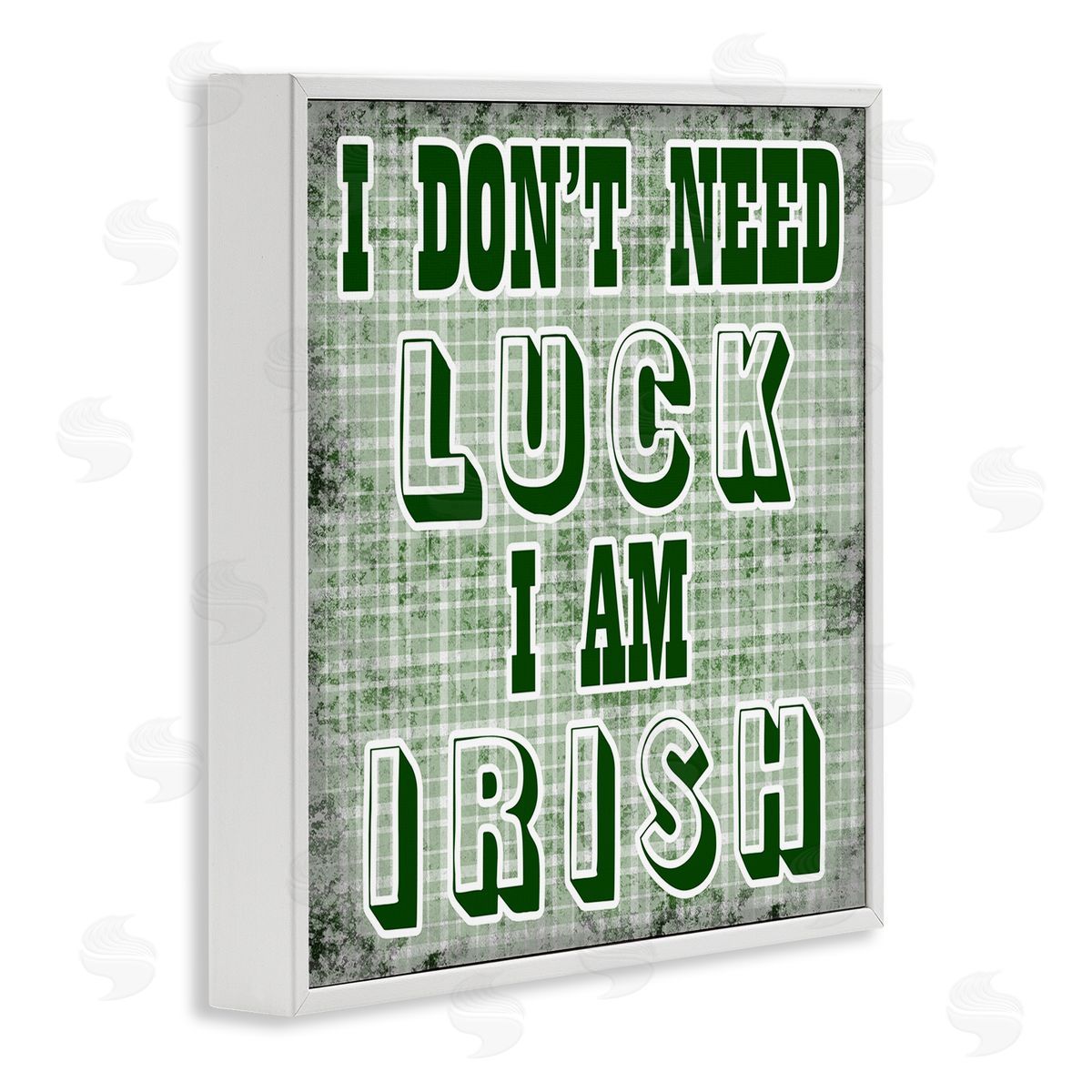 Sheldon Lewis Don't Need Luck I'm Irish Funny Plaid White Framed Glicee Wall Art Print