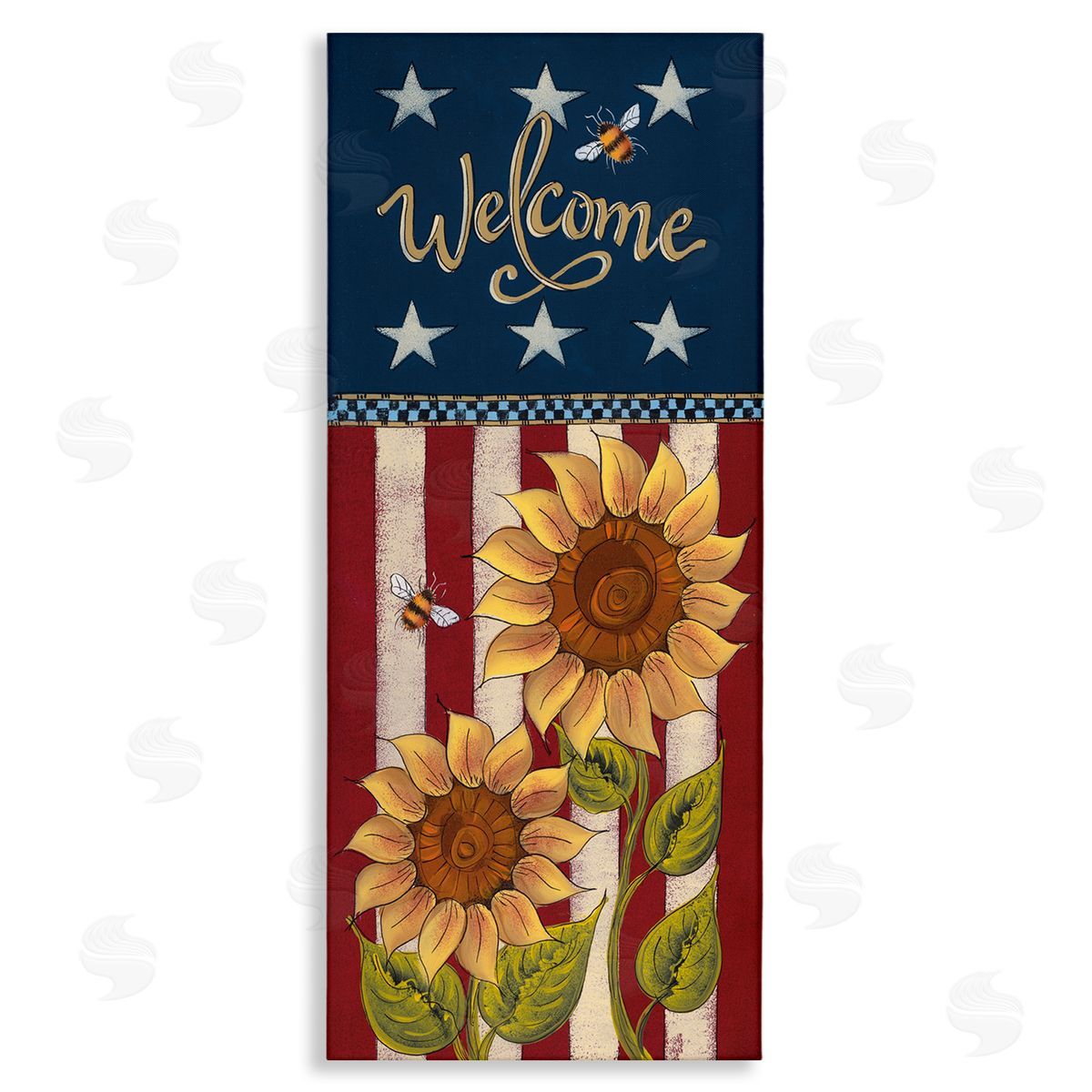 Lisa Hilliker Americana Welcome Country Sunflowers Stretched Canvas Wall Art Print