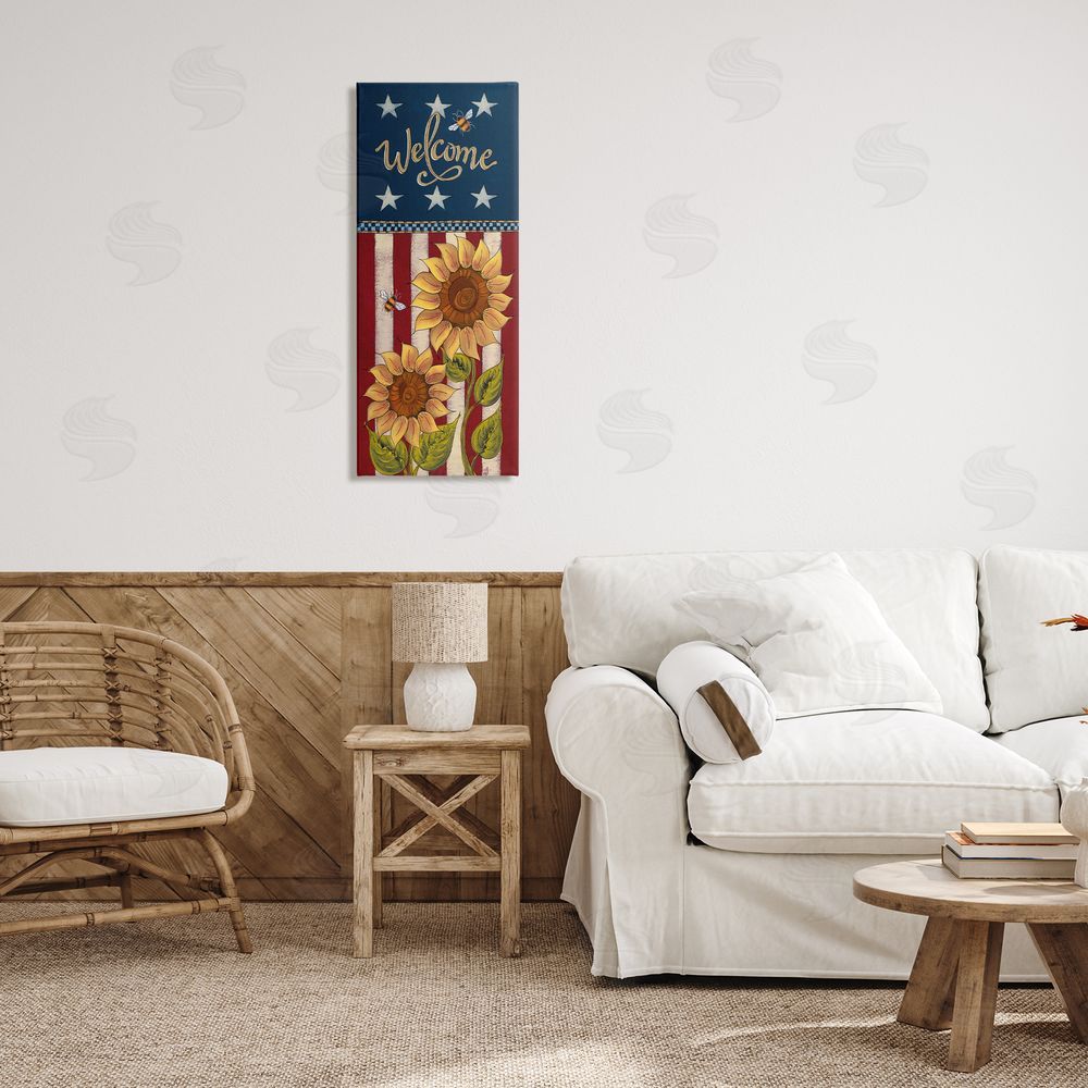 Lisa Hilliker Americana Welcome Country Sunflowers Canvas Wall Art in Room