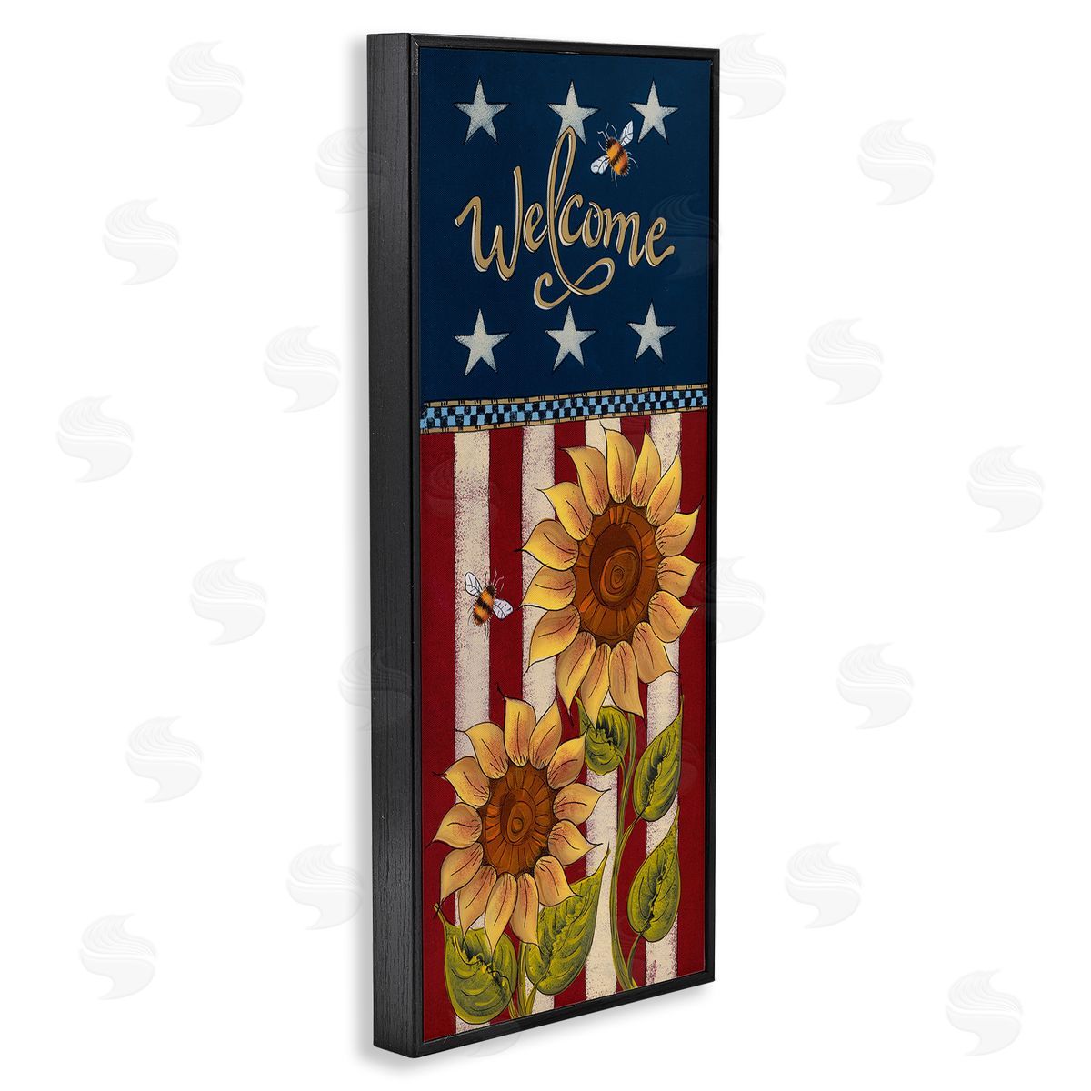 Lisa Hilliker Americana Welcome Country Sunflowers Black Framed Glicee Wall Art Print