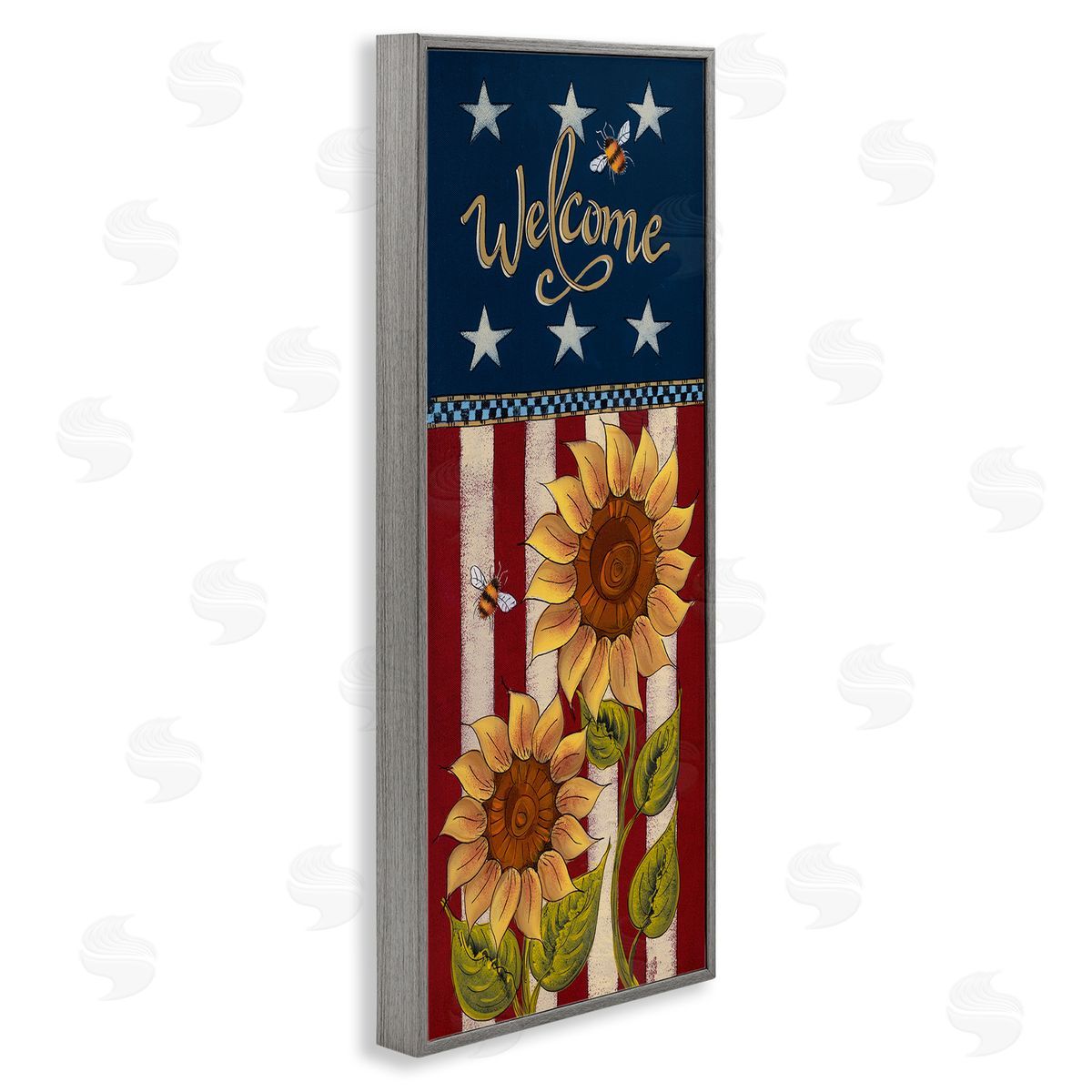 Lisa Hilliker Americana Welcome Country Sunflowers Gray Framed Glicee Wall Art Print