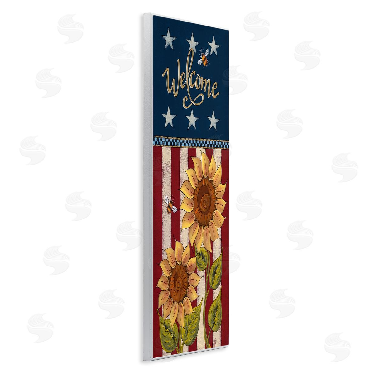 Lisa Hilliker Americana Welcome Country Sunflowers Wooden Wall Plaque Art Print