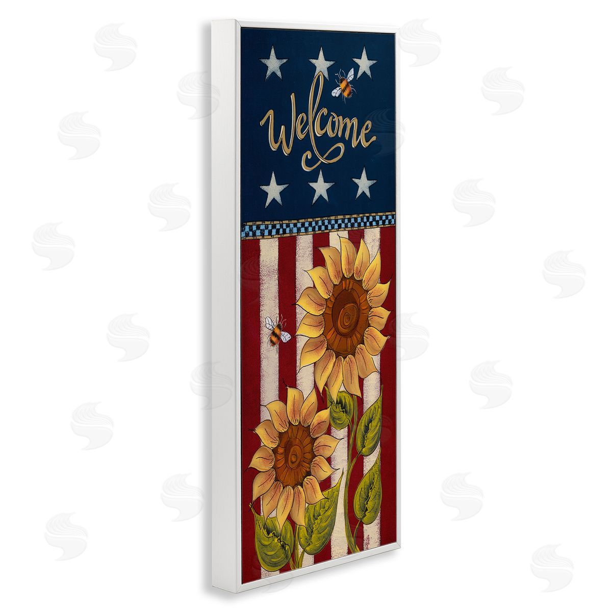 Lisa Hilliker Americana Welcome Country Sunflowers White Framed Glicee Wall Art Print