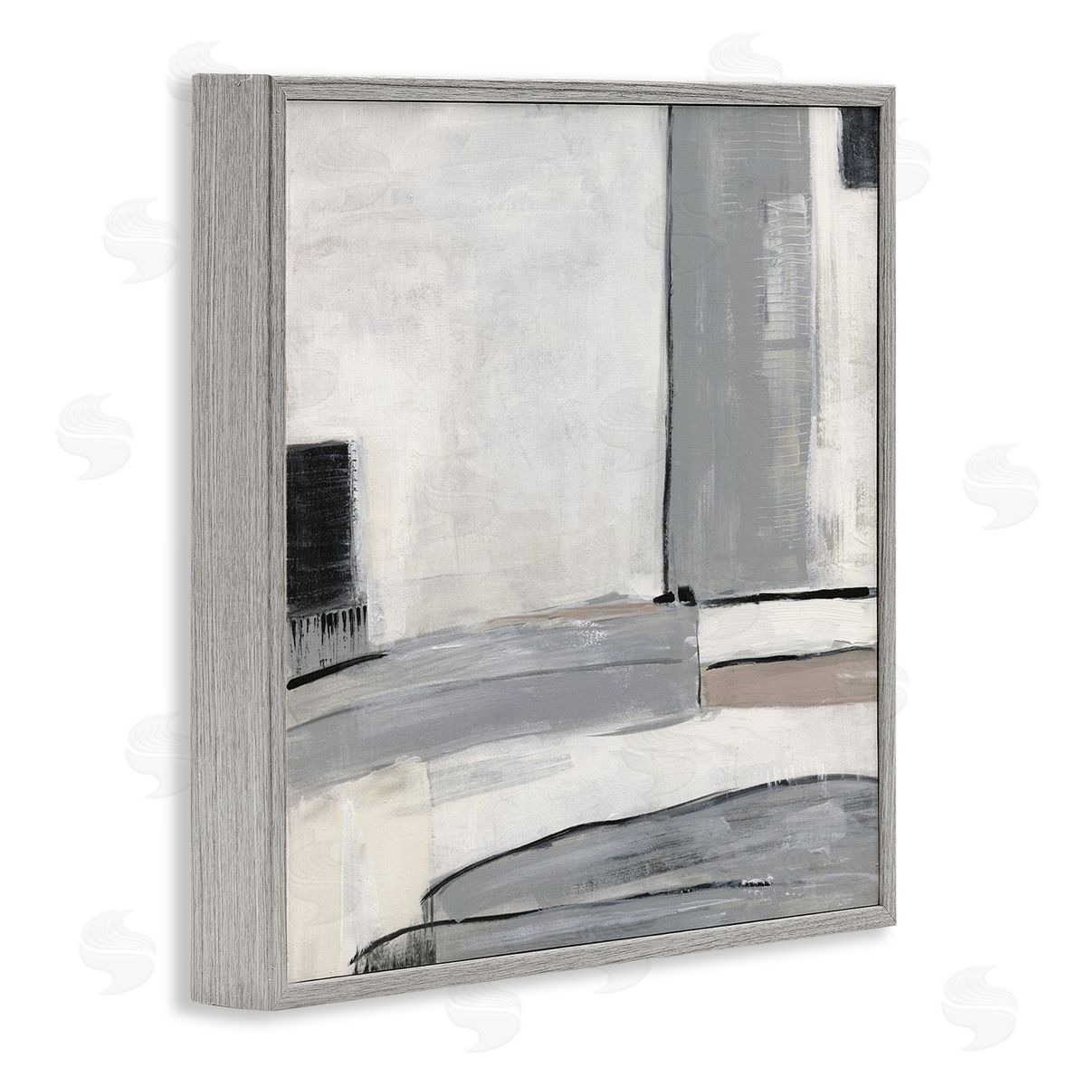 Sally Swatland Abstract Grey Geometric Shapes Gray Framed Glicee Wall Art Print
