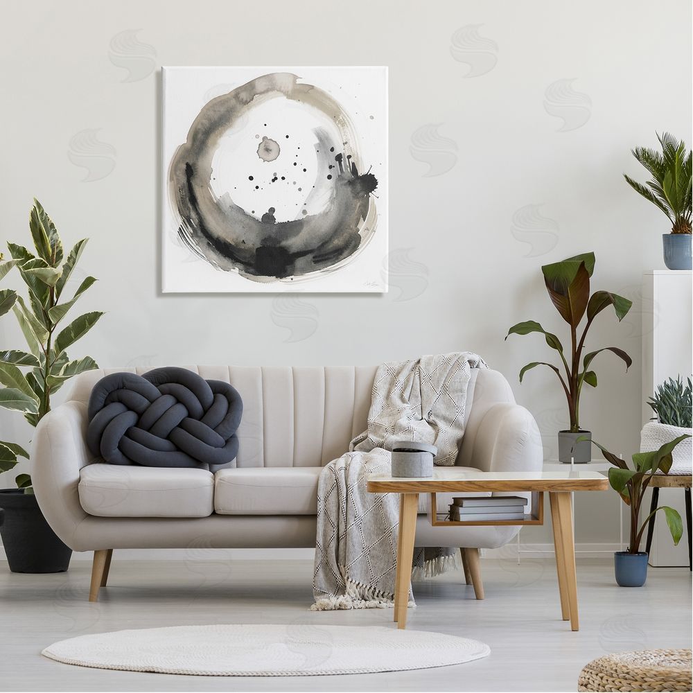 Stella Chang Circular Contemporary Paint Splash Canvas Wall Art in Room