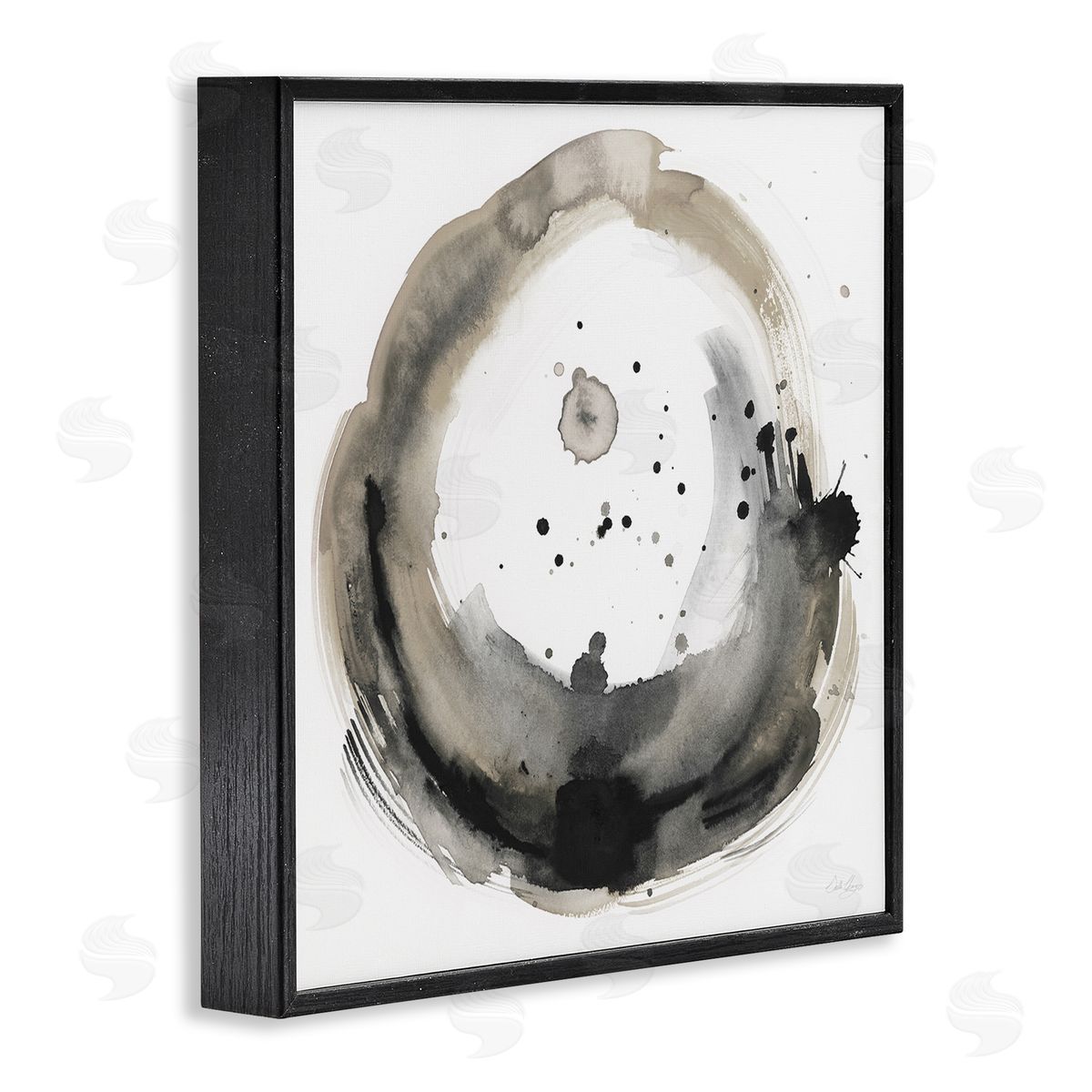 Stella Chang Circular Contemporary Paint Splash Black Framed Glicee Wall Art Print