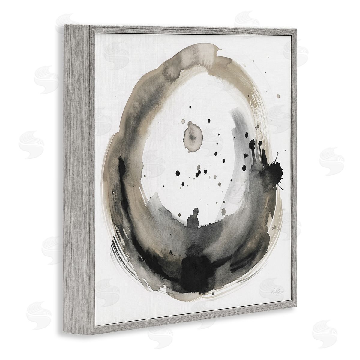 Stella Chang Circular Contemporary Paint Splash Gray Framed Glicee Wall Art Print