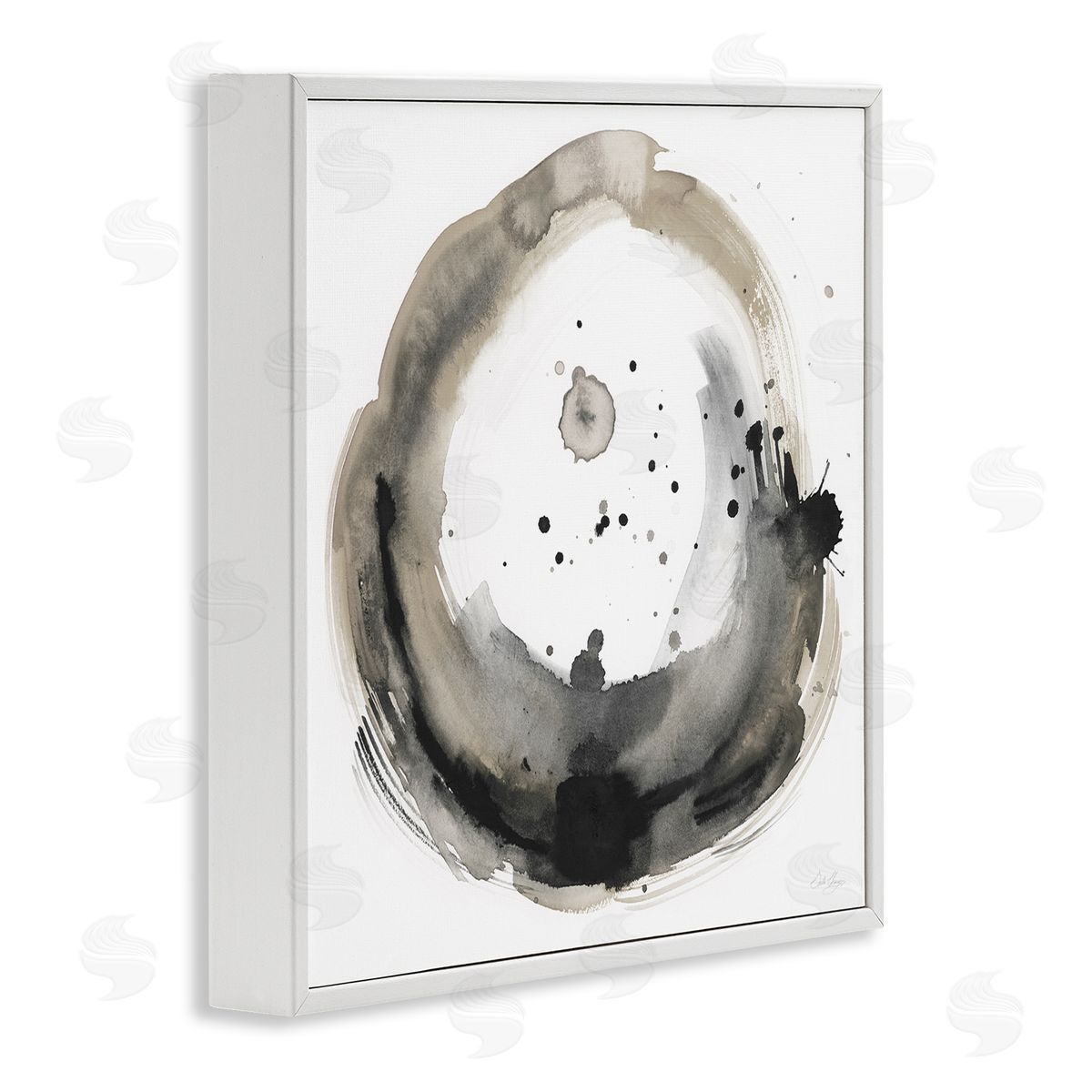Stella Chang Circular Contemporary Paint Splash White Framed Glicee Wall Art Print