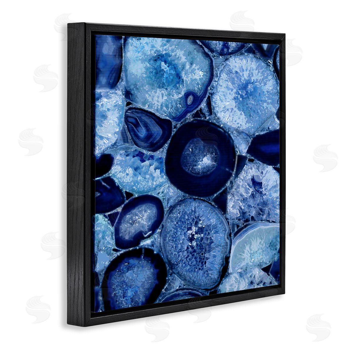 Danielle Carson Blue Geode Crystals Arrangement Black Floating Frame Canvas Wall Art Print