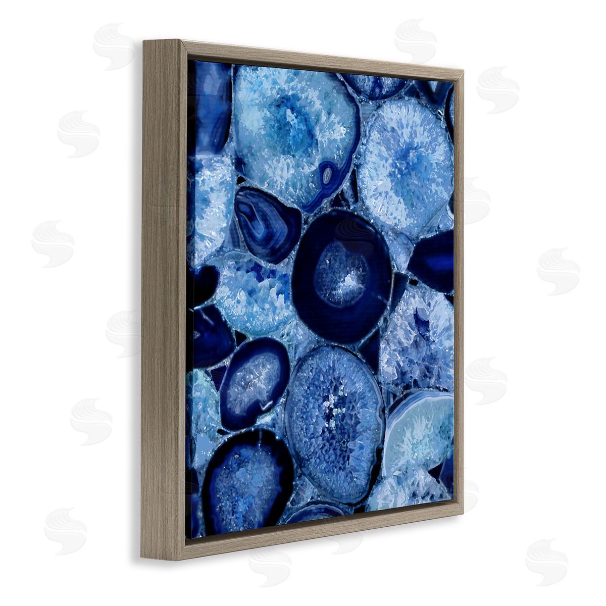 Danielle Carson Blue Geode Crystals Arrangement Brown Floating Frame Canvas Wall Art Print