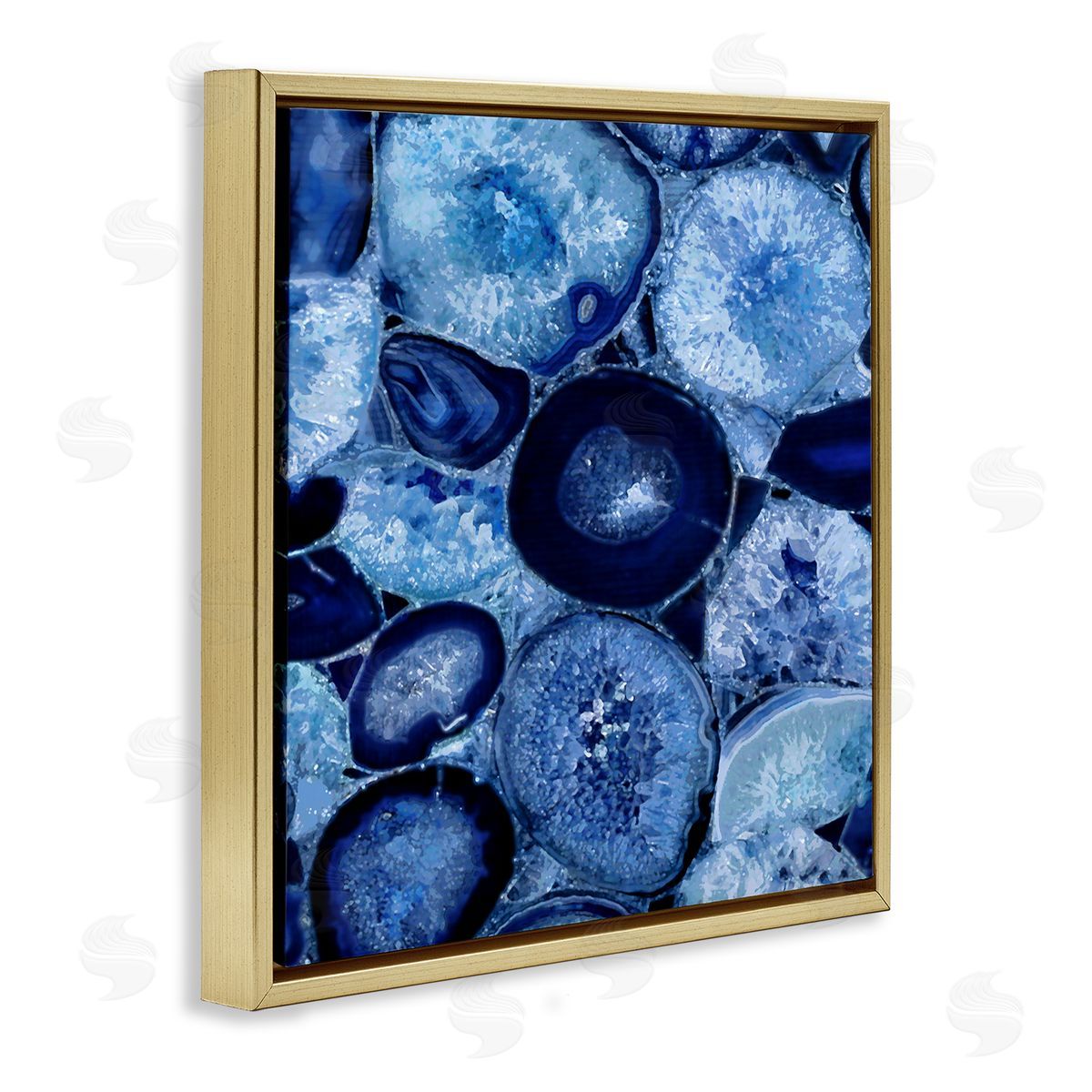Danielle Carson Blue Geode Crystals Arrangement Gold Floating Frame Canvas Wall Art Print