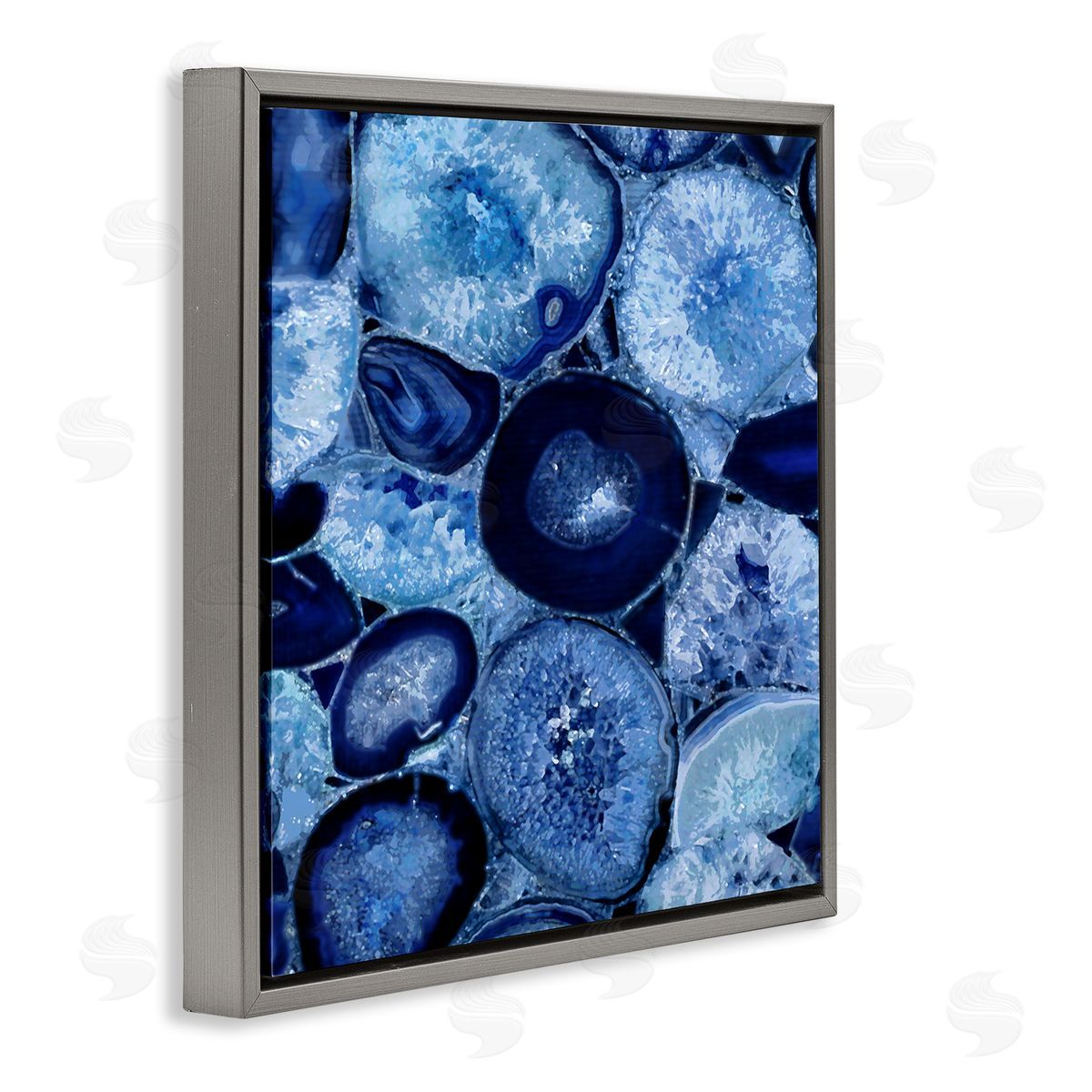 Danielle Carson Blue Geode Crystals Arrangement Gray Floating Frame Canvas Wall Art Print