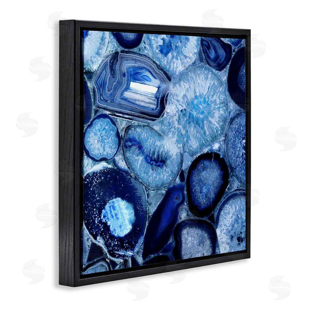 Danielle Carson Agate In Blue Natural Geodes Black Floating Frame Canvas Wall Art Print