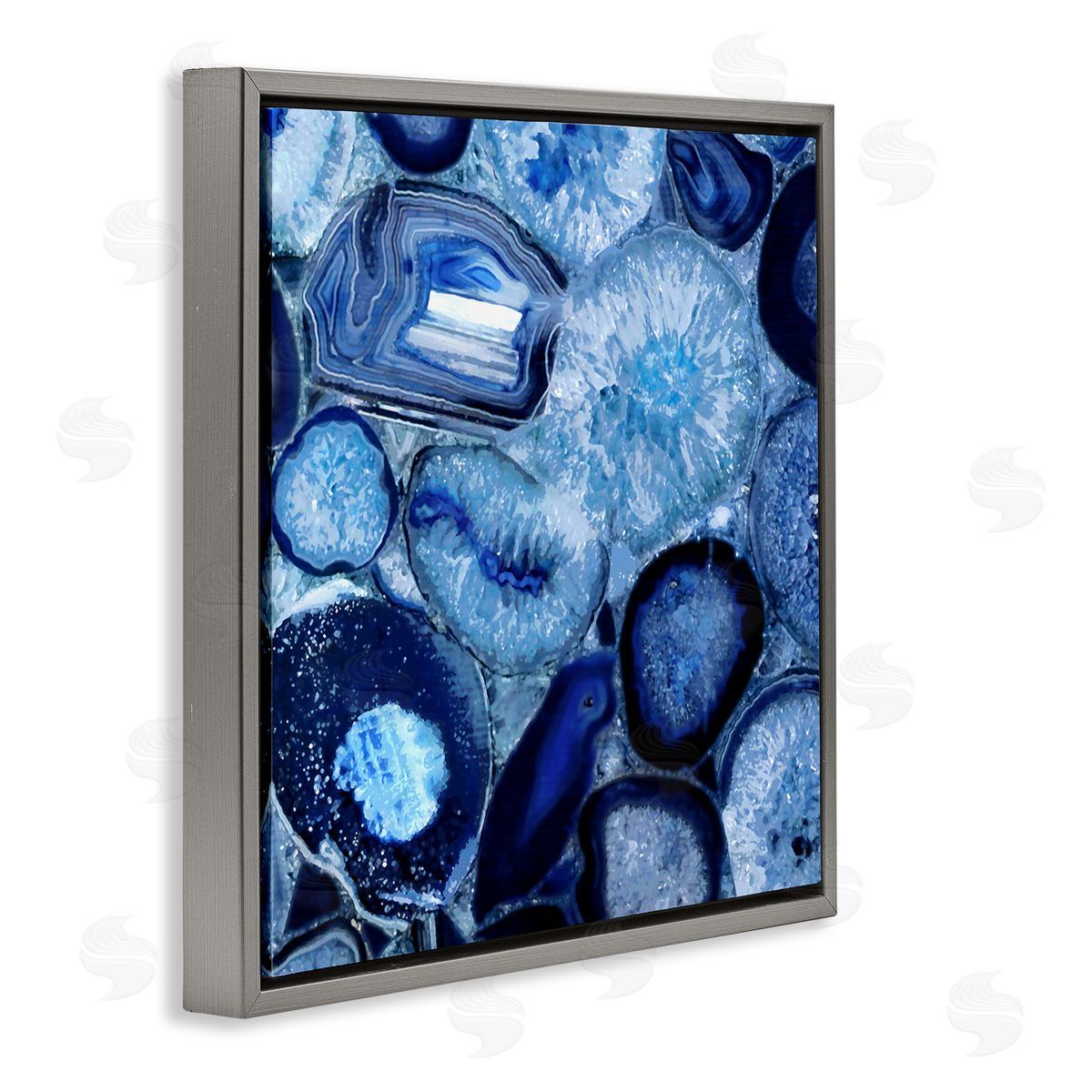 Danielle Carson Agate In Blue Natural Geodes Gray Floating Frame Canvas Wall Art Print