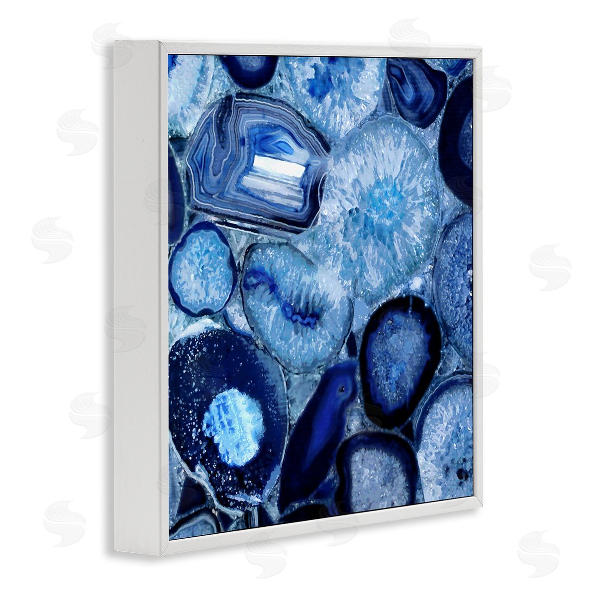 Danielle Carson Agate In Blue Natural Geodes White Framed Glicee Wall Art Print