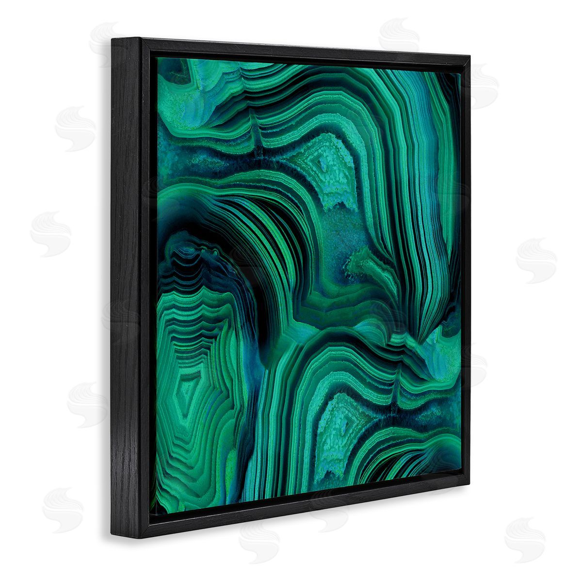 Danielle Carson Green & Blue Malachite Abstract Black Floating Frame Canvas Wall Art Print