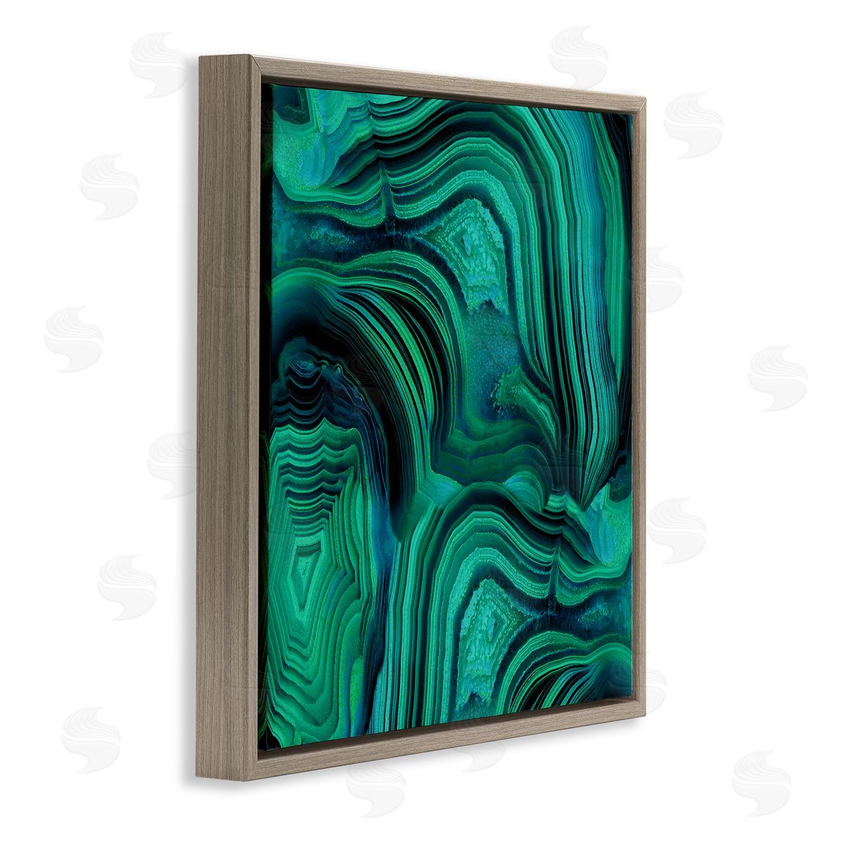 Danielle Carson Green & Blue Malachite Abstract Brown Floating Frame Canvas Wall Art Print