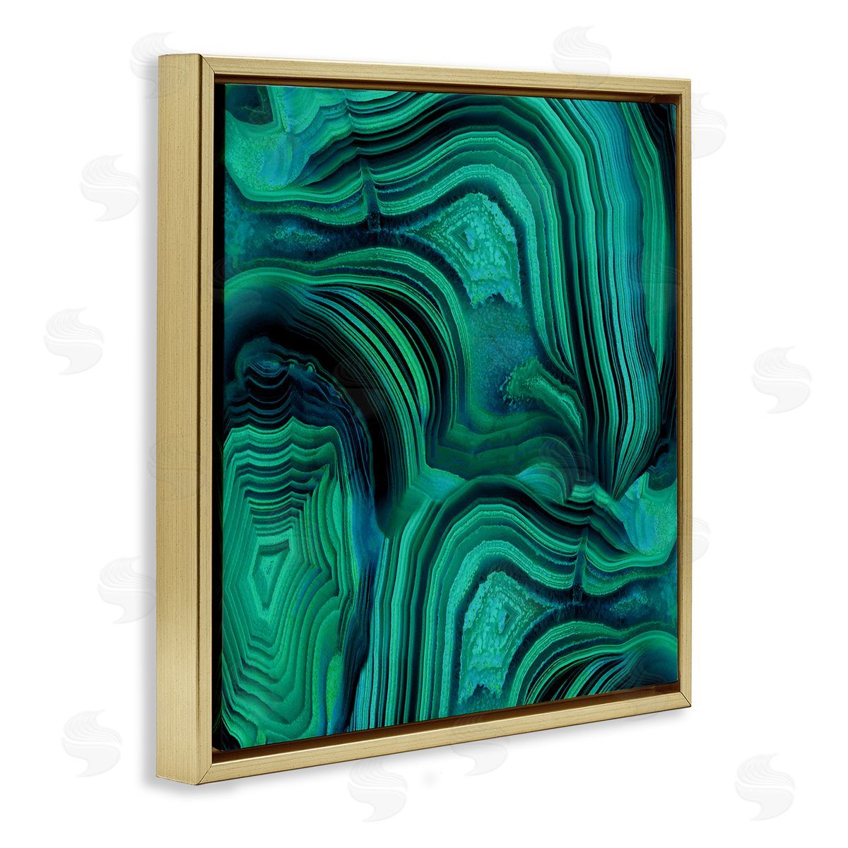 Danielle Carson Green & Blue Malachite Abstract Gold Floating Frame Canvas Wall Art Print