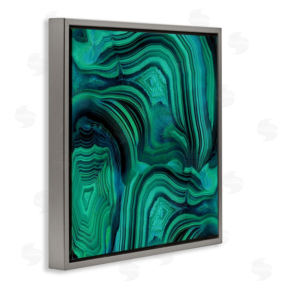 Danielle Carson Green & Blue Malachite Abstract Gray Floating Frame Canvas Wall Art Print