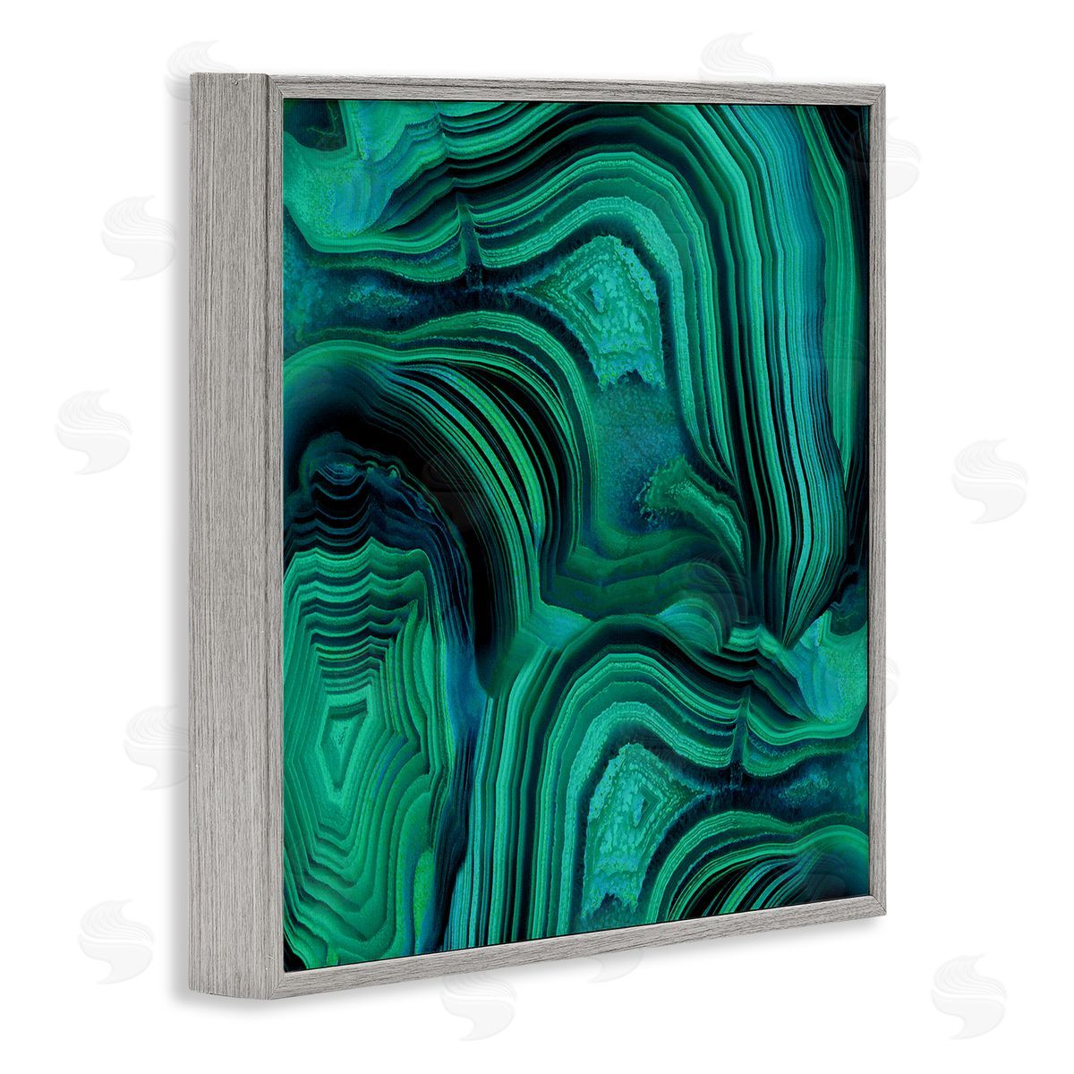Danielle Carson Green & Blue Malachite Abstract Gray Framed Glicee Wall Art Print