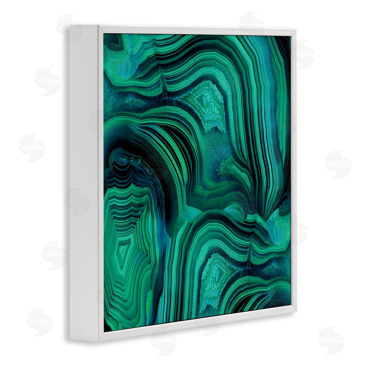 Danielle Carson Green & Blue Malachite Abstract White Framed Glicee Wall Art Print