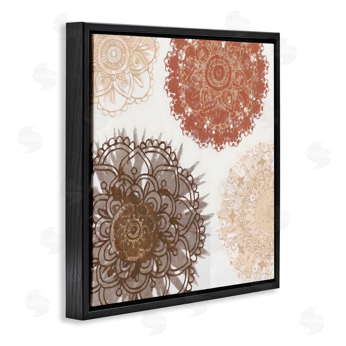 Irena Orlov Boho Mandala Earthy Florals Black Floating Frame Canvas Wall Art Print